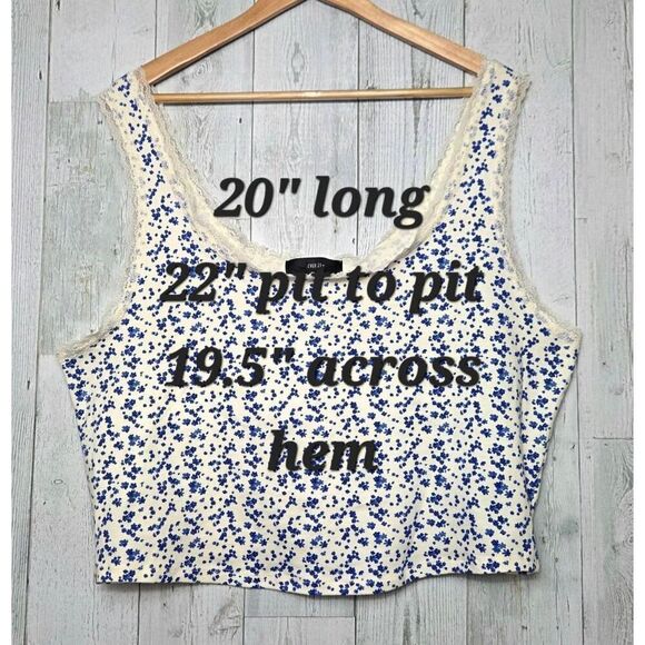 Forever 21 + Lace Trim Ditsy Floral Crop Top Tank Sz. 3X - Picture 3 of 6